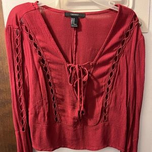Red bell sleeve top